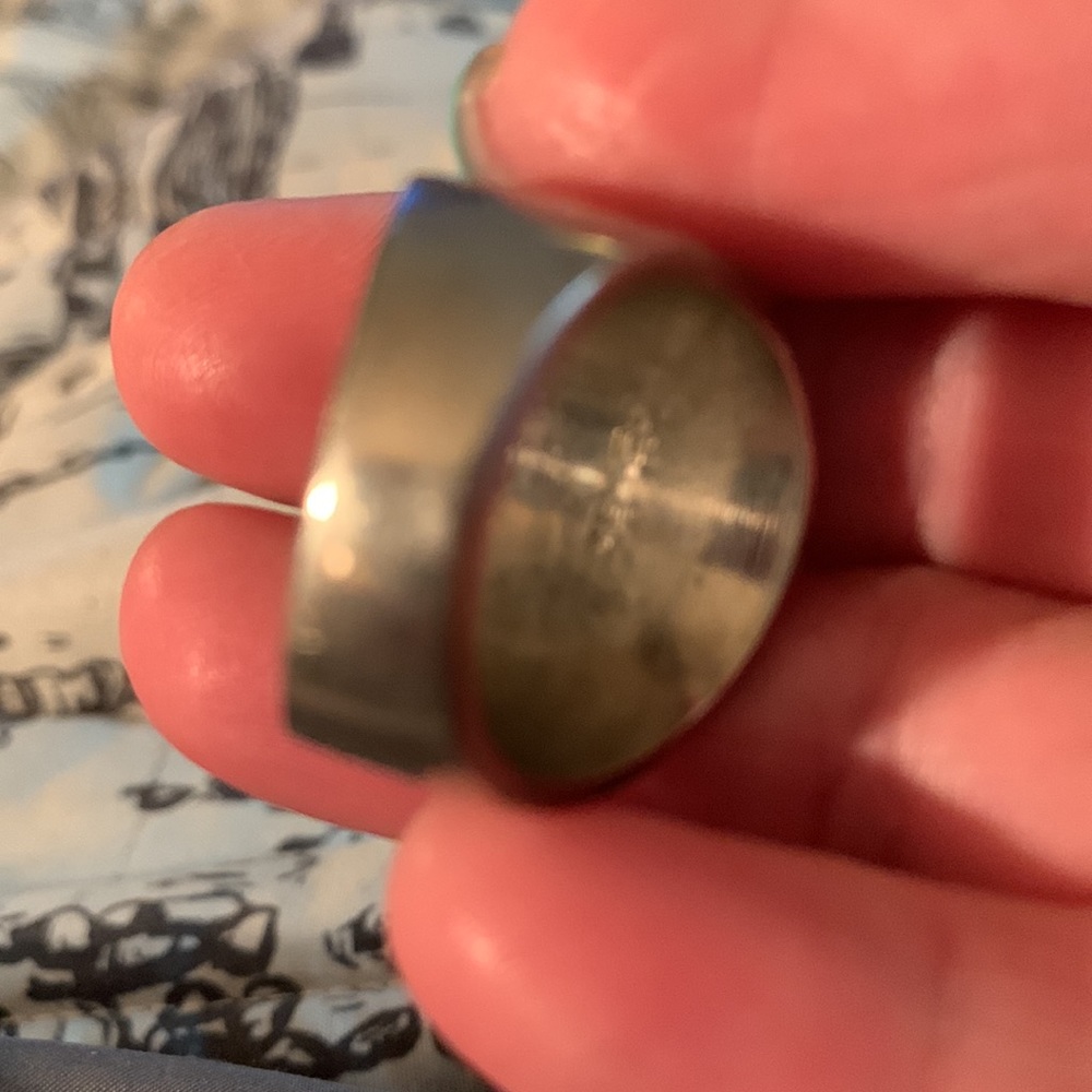 Solid Sterling Sz 9 Hammered Ring - image 2